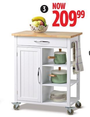 Canadian Tire Wood-top kitchen island with locking wheels offer