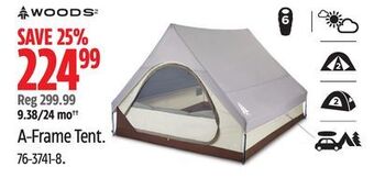 Canadian Tire Woods a-frame tent offer