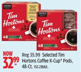 Canadian Tire Selected tim hortons coffee k-cup® pods, 48-ct offer