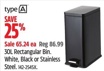 Canadian Tire Type a 30l rectangular bin offer