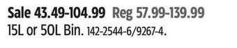 Canadian Tire Type a 15l or 50l bin offer