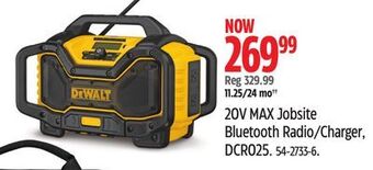 Canadian Tire Dewalt 20v max jobsite bluetooth radio/charger, dcr025 offer