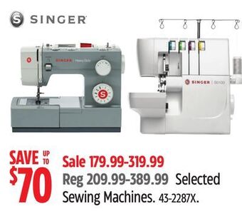 Canadian Tire Singer selected sewing machines offer
