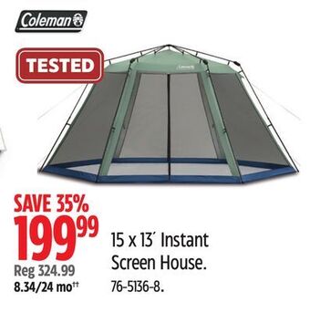 Canadian Tire Coleman 15 x 13' instant screen house offer