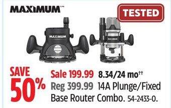 Canadian Tire Maximum 14a plunge/fixed base router combo offer