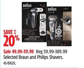 Canadian Tire Selected braun and philips shavers offer