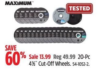 Canadian Tire Maximum 4 1⁄2 cut-off wheels offer