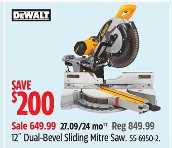 Canadian Tire Dewalt 12 dual-bevel sliding mitre saw offer