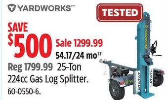 Canadian Tire Yardworks 25-ton 224cc gas log splitter offer