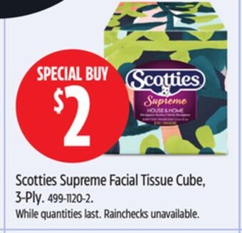 Canadian Tire Scotties supreme facial tissue cube, 3-ply offer