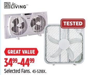 Canadian Tire For living selected fans offer