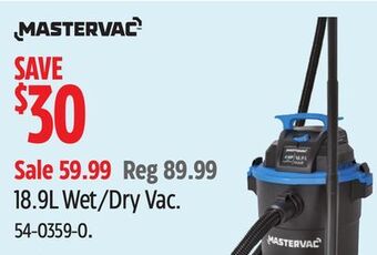 Canadian Tire Mastervac 18.9l wet/dry vac offer