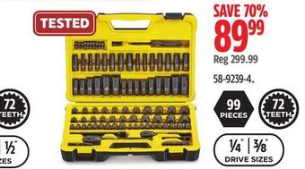 Canadian Tire Stanley professional grade black chrome socket set, 99-pc, sae/metric offer