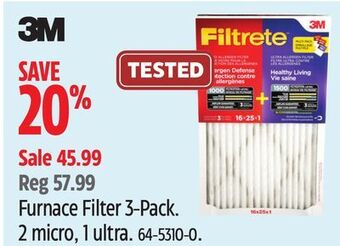 Canadian Tire 3m furnace filter 3-pack offer