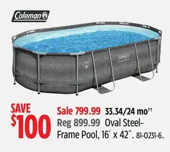 Canadian Tire Coleman oval steel- frame pool, 16' x 42 offer
