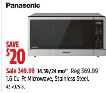 Canadian Tire Panasonic 1.6 cu-ft microwave, stainless steel offer