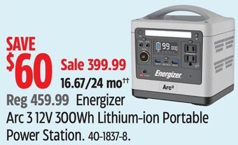 Canadian Tire Energizer arc 3 12v 300wh lithium-ion portable power station offer