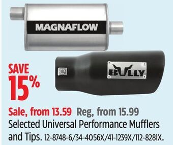 Canadian Tire Selected universal performance mufflers and tips offer