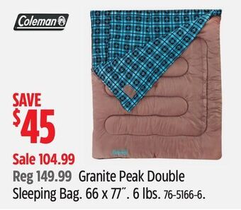 Canadian Tire Coleman granite peak double sleeping bag offer