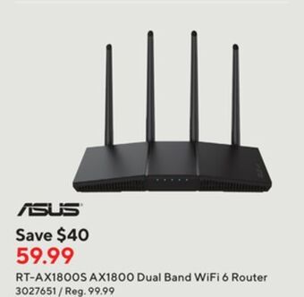 Staples Asus® rt-ax1800s ax1800 dual band wifi 6 router offer