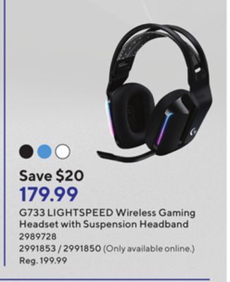 Staples Logitech g733 lightspeed wireless gaming headset with suspension headband offer