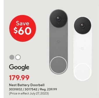Staples Google nest battery doorbell offer