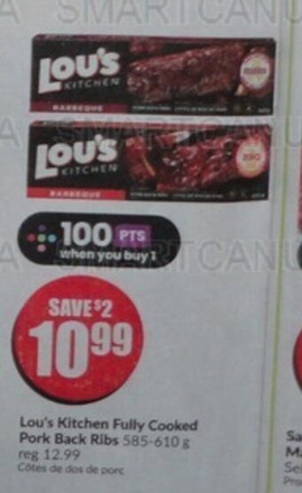 FreshCo Lou's Kitchen Fully Cooked Pork Back Ribs 585-610 g offer