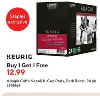 Staples Keurig adagio caffe napoli k-cup pods - dark roast - 24 pack offer