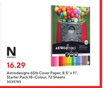 Staples Astrodesigns 65lb cover paper - 8.5 w x 11 h - starter pack 18-colour - 72 sheets offer