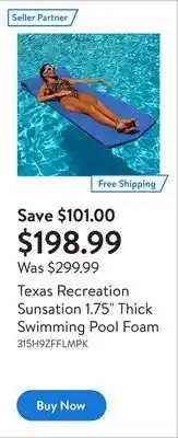 Walmart Texas recreation sunsation 1.75 thick swimming pool foam offer