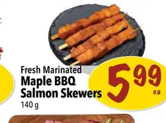 Farm Boy Fresh marinated maple bbq salmon skewers offer