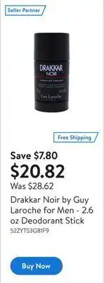 Walmart Drakkar noir by guy laroche for men - 2.6 oz deodorant stick offer