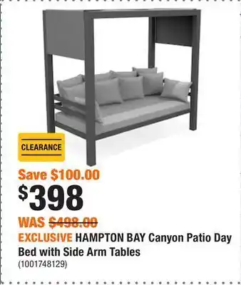Home Depot Exclusive hampton bay canyon patio day bed with side arm tables offer