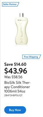 Walmart Biosilk silk therapy conditioner 1006ml/34oz offer