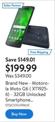 Walmart Brand new - motorola moto g6 ( xt1925-6) - 32gb unlocked smartphone | deep indigo offer