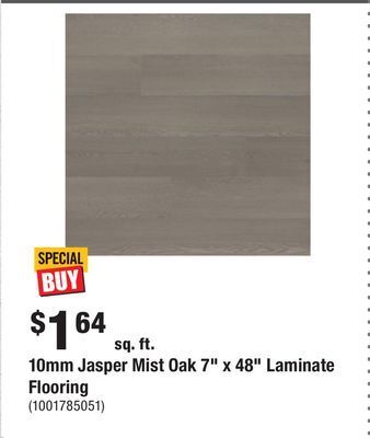 Home Depot 10mm jasper mist oak 7 x 48 laminate flooring offer