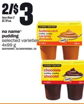 Zehrs Markets No name® pudding, 4x99 g offer