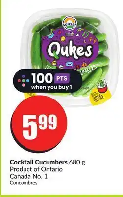 FreshCo Cocktail cucumbers 680 g product of ontario canada no.1 offer