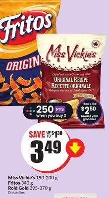 FreshCo Miss vickie's 190-200 g fritos 340 g offer