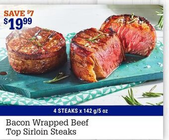 M & M Food Market Bacon wrapped beef top sirloin steaks offer