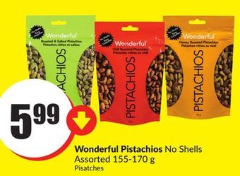 FreshCo Wonderful pistachios no shells assorted 155-170 g offer