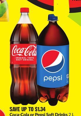 FreshCo Coca-cola or pepsi soft drinks 2 l selected varieties offer