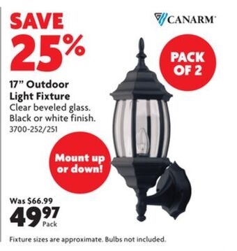 Home Hardware 17 outdoor light fixture offer