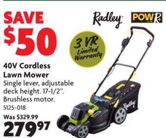 Home Hardware 40v cordless lawn mower offer