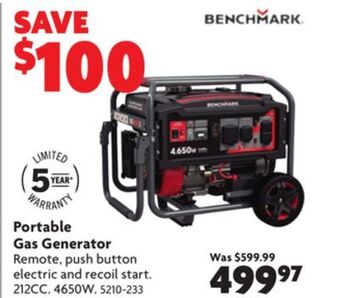 Home Hardware Portable gas generator offer