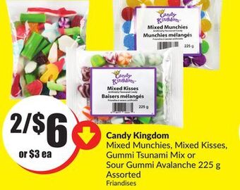 Chalo FreshCo Candy kingdom mixed munchies, mixed kisses, gummi tsunami mix or sour gummi avalanche 225 g assorted offer