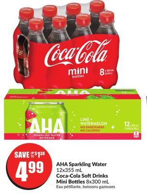 Chalo FreshCo Aha sparkling water 12x355 ml coca-cola soft drinks mini bottles 8x300 ml offer