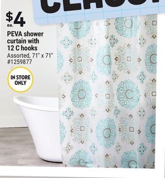Giant Tiger Peva shower curtain with 12 c hooks offer
