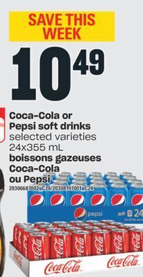 Valu-mart Boissons gazeuses coca-cola ou pepsi, 24x355 ml offer