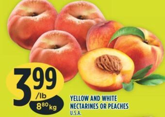 Marché Adonis Yellow and white nectarines or peaches offer
